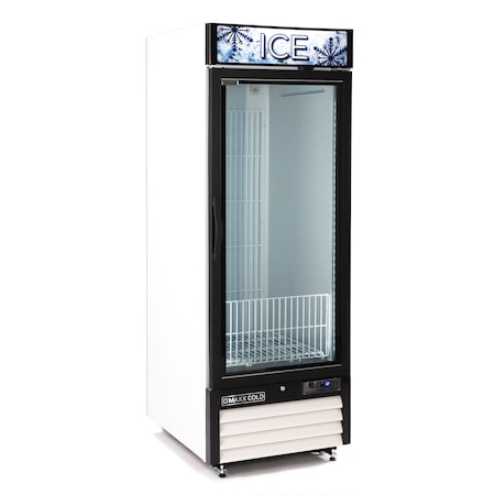 Maxx Cold Single Glass Door Ice Merchandiser Freezer, 27 in.W, 23 cu. ft. Storage Capacity, in White MXM1-23FHC-ICE